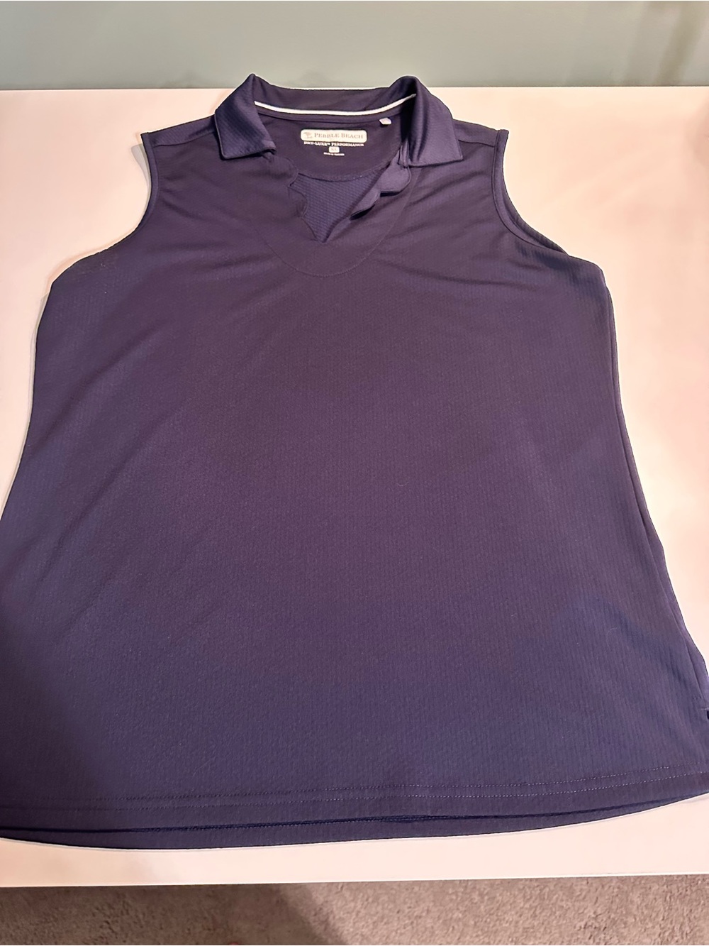 Pebble Beach Sleeveless Polo Tank Top - Navy